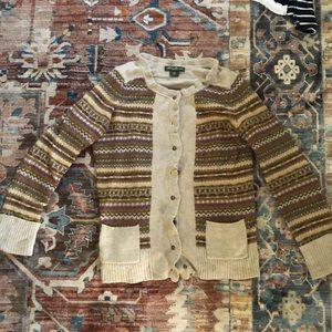EDDIE BAUER wool fair isle pattern cardigan